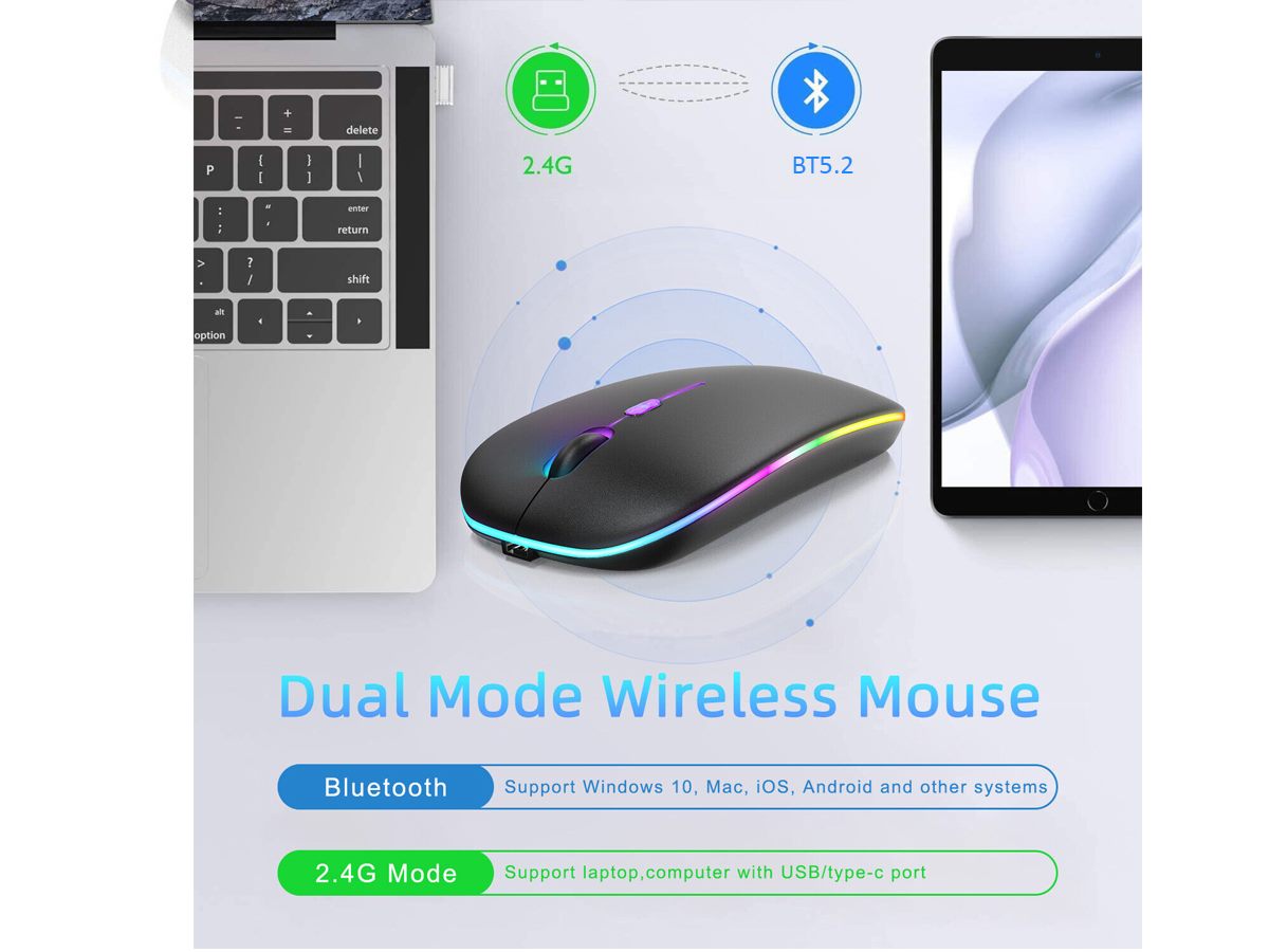 Wireless Mouse Rechargeable Bluetooth 2.4G
