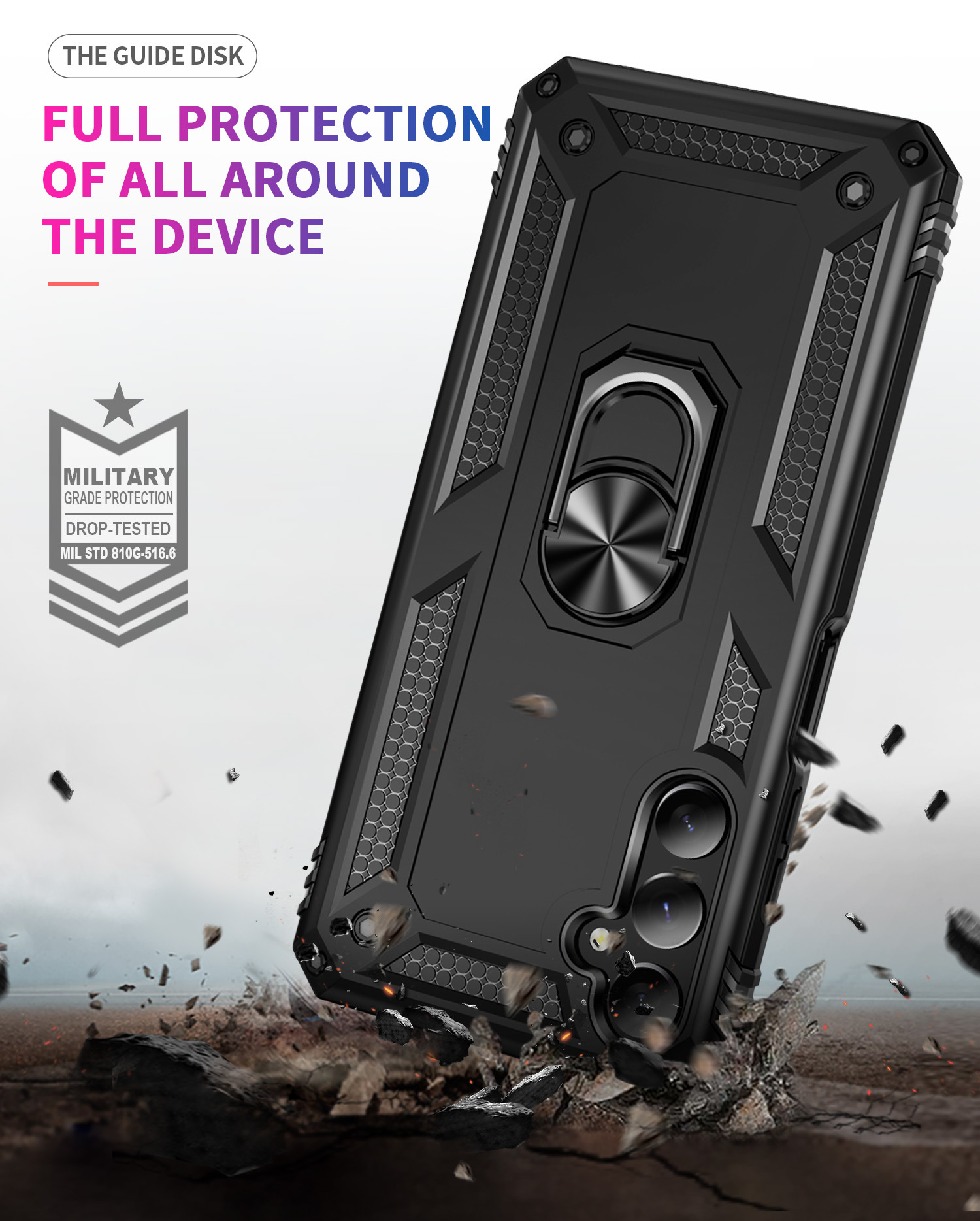 Samsung Galaxy A15 Case Heavy Duty Ring Rotate Kickstand Case Cover