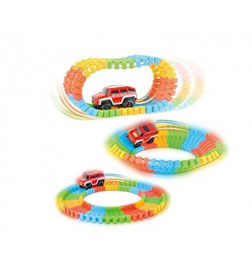 Magic Tracks The Amazing Racetrack that Can Bend, Flex Glow 11Ft 220pcs + 1car Magic Tracks The Amazing Racetrack that Can Bend, Flex Glow 11Ft 220pcs + 1car