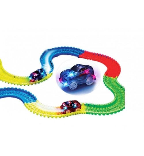 Magic Tracks The Amazing Racetrack that Can Bend, Flex Glow 11Ft 220pcs + 1car Magic Tracks The Amazing Racetrack that Can Bend, Flex Glow 11Ft 220pcs + 1car