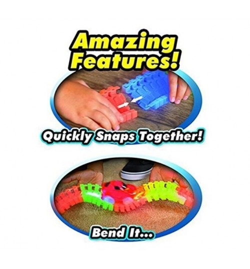Magic Tracks The Amazing Racetrack that Can Bend, Flex Glow 11Ft 220pcs + 1car Magic Tracks The Amazing Racetrack that Can Bend, Flex Glow 11Ft 220pcs + 1car