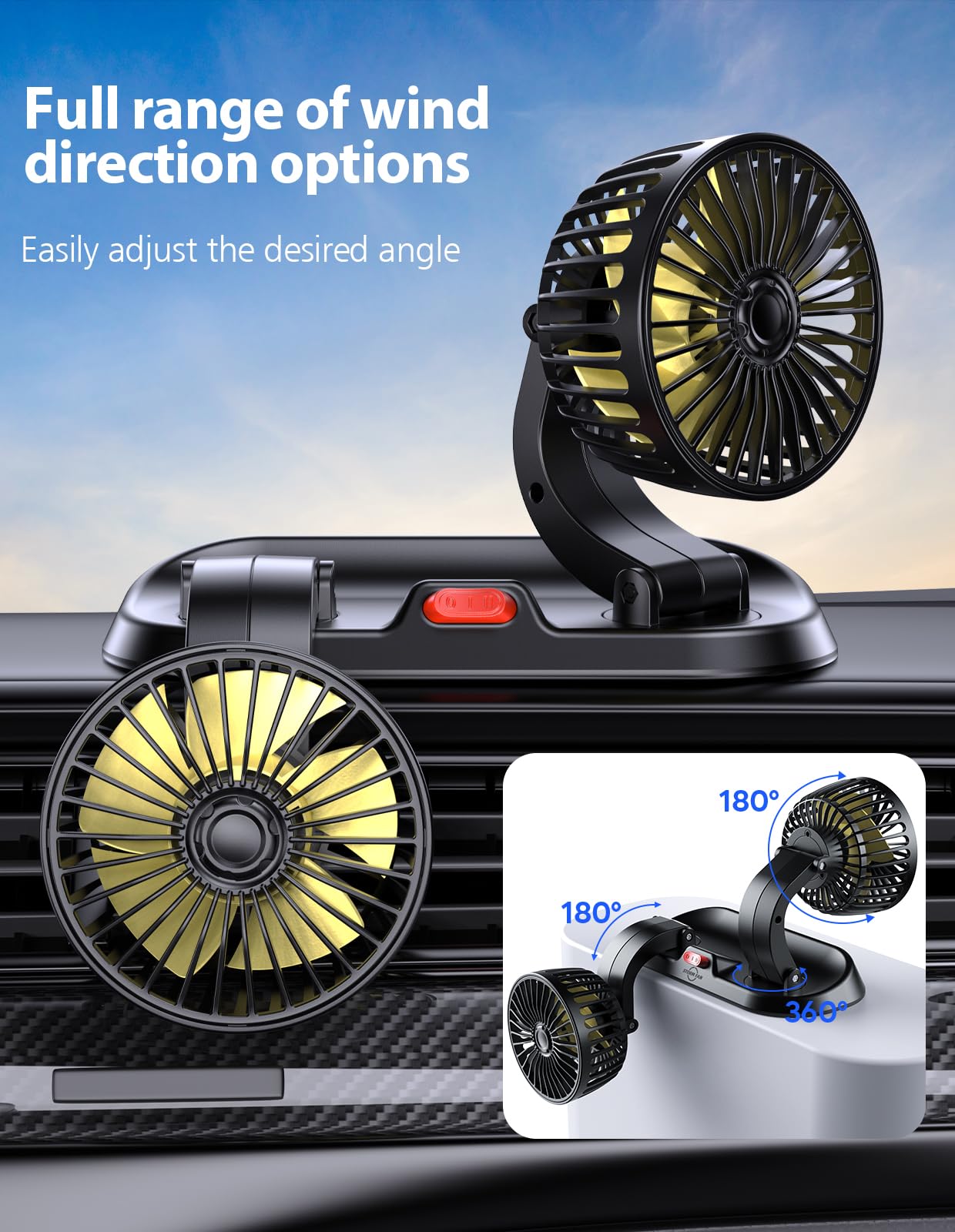 Car Fan Dual Head Vehicle Cooling Fan 12V