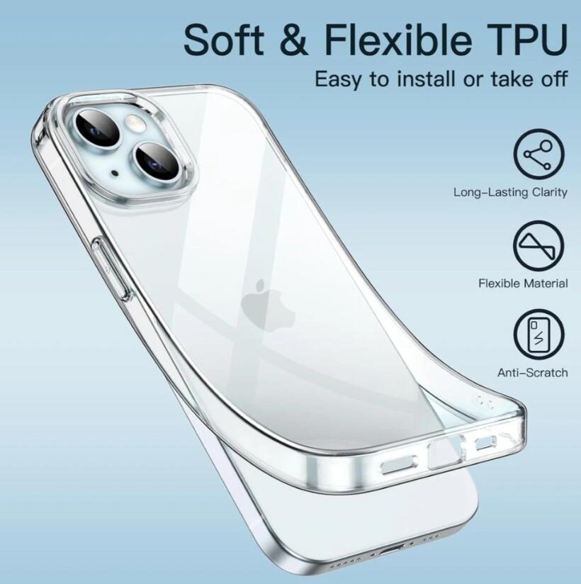 iPhone 15 Plus Case Slim Soft Clear Gel Case