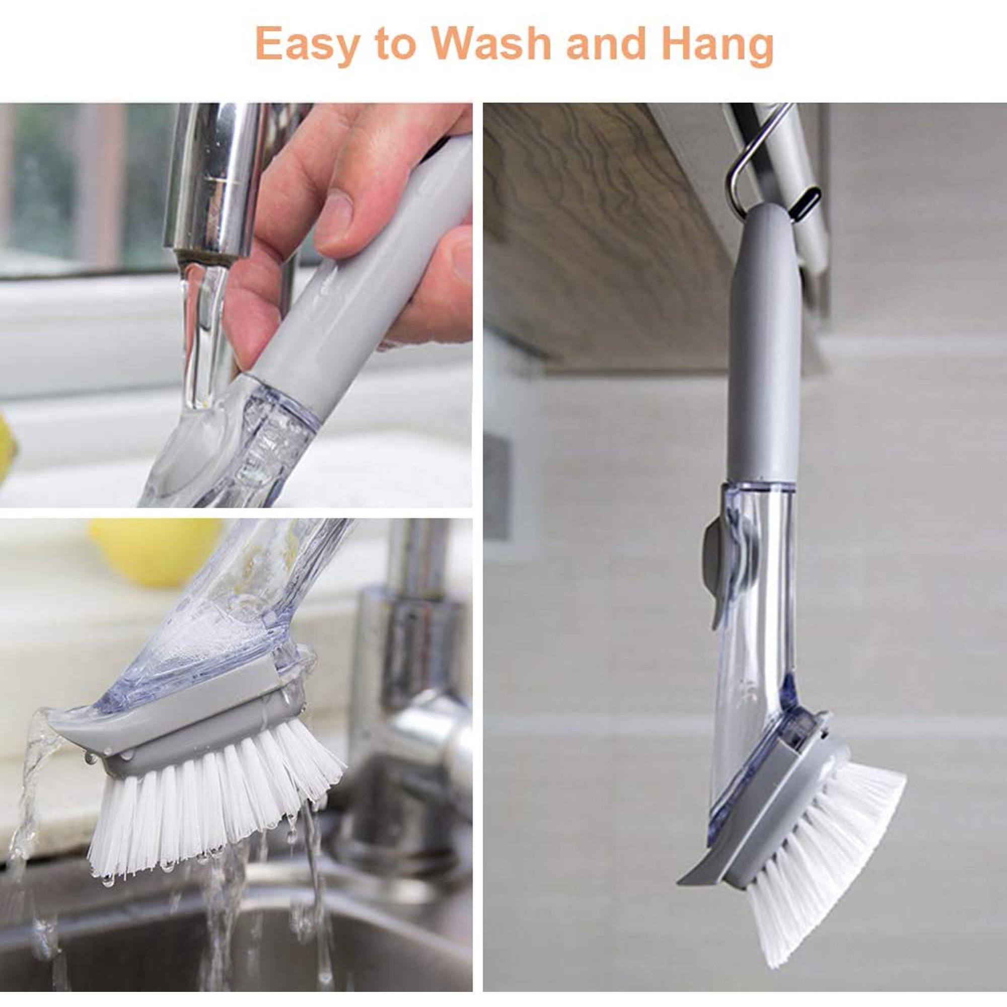 Kitchen Scrub Dish Cleaning Brush with 4 Brush Heads
